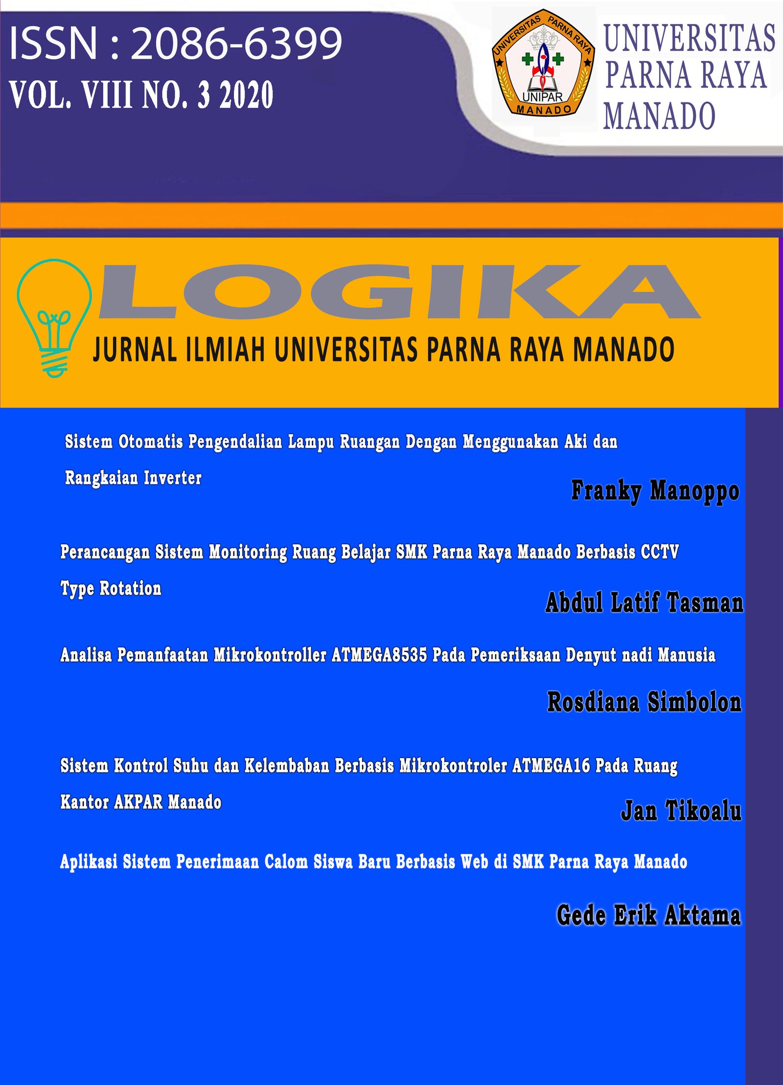 					Lihat Vol 8 No 03 (2020): Jurnal LOGIKA Desember 2020
				