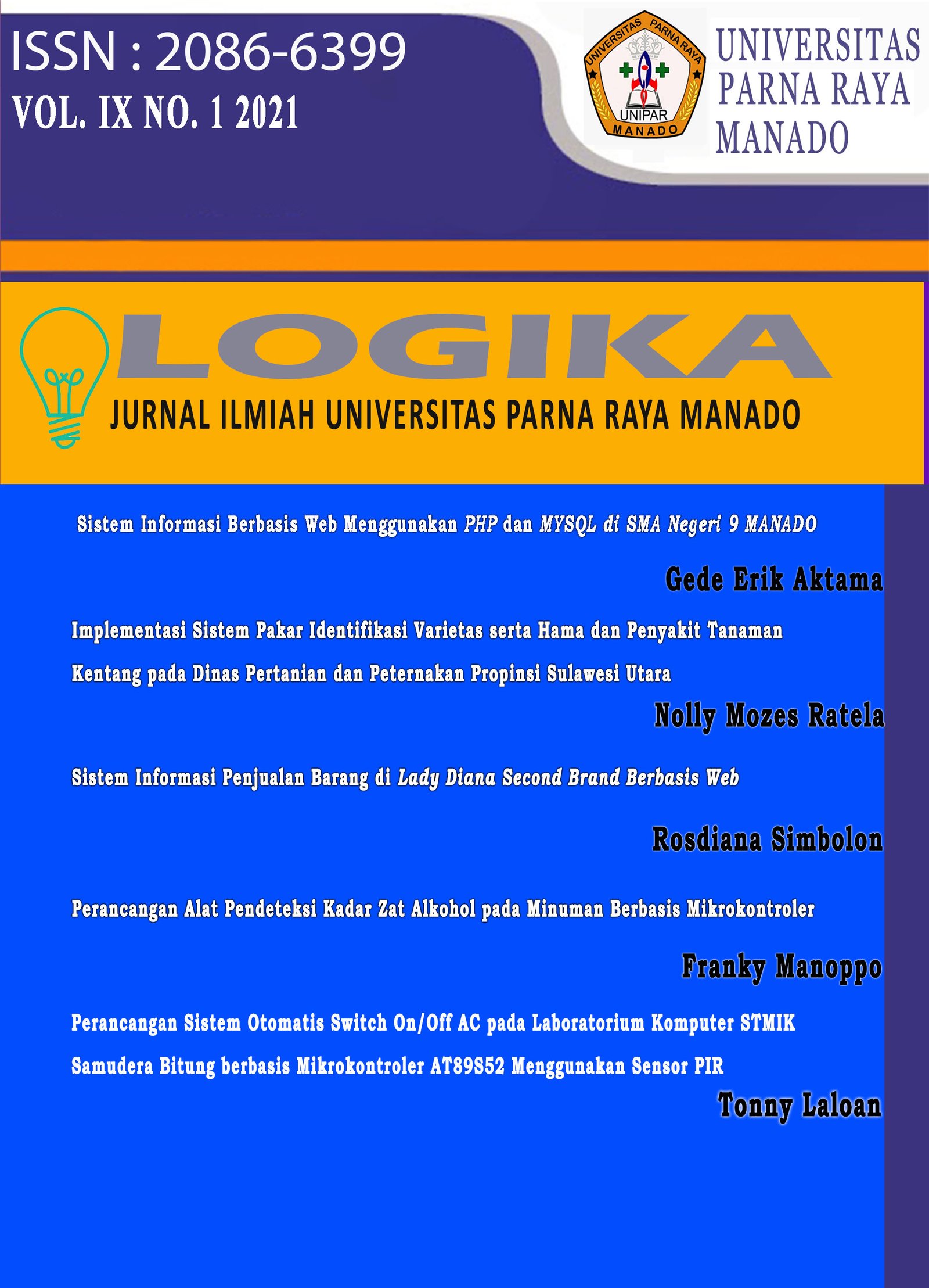 Cover JURNAL LOGIKA Vol 10 No 1 April 2022