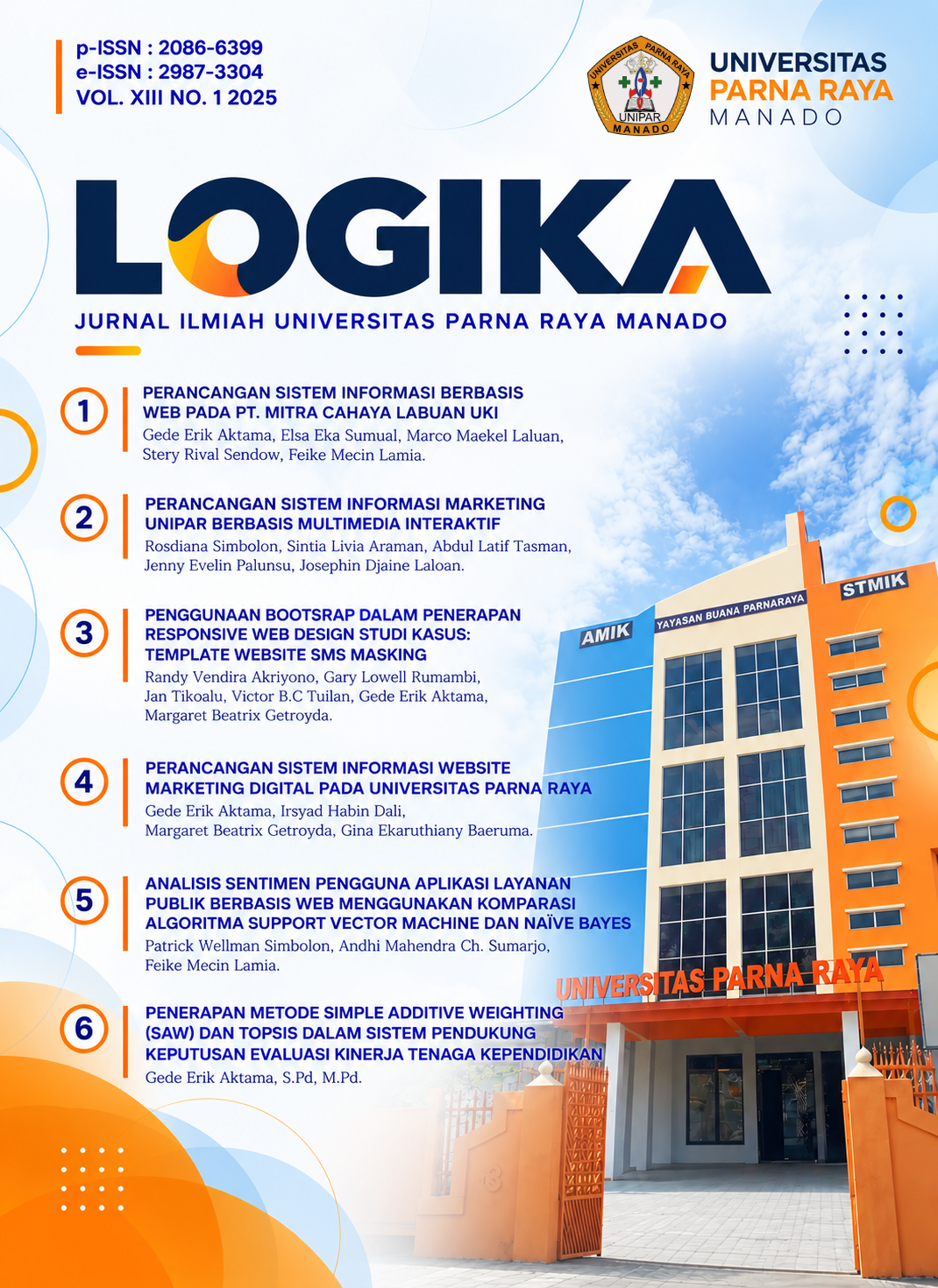 Cover JURNAL LOGIKA Vol 13 No 1 Juli 2025